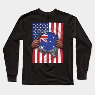 Australia Flag American Flag Ripped - Gift for Australian From Australia Long Sleeve T-Shirt